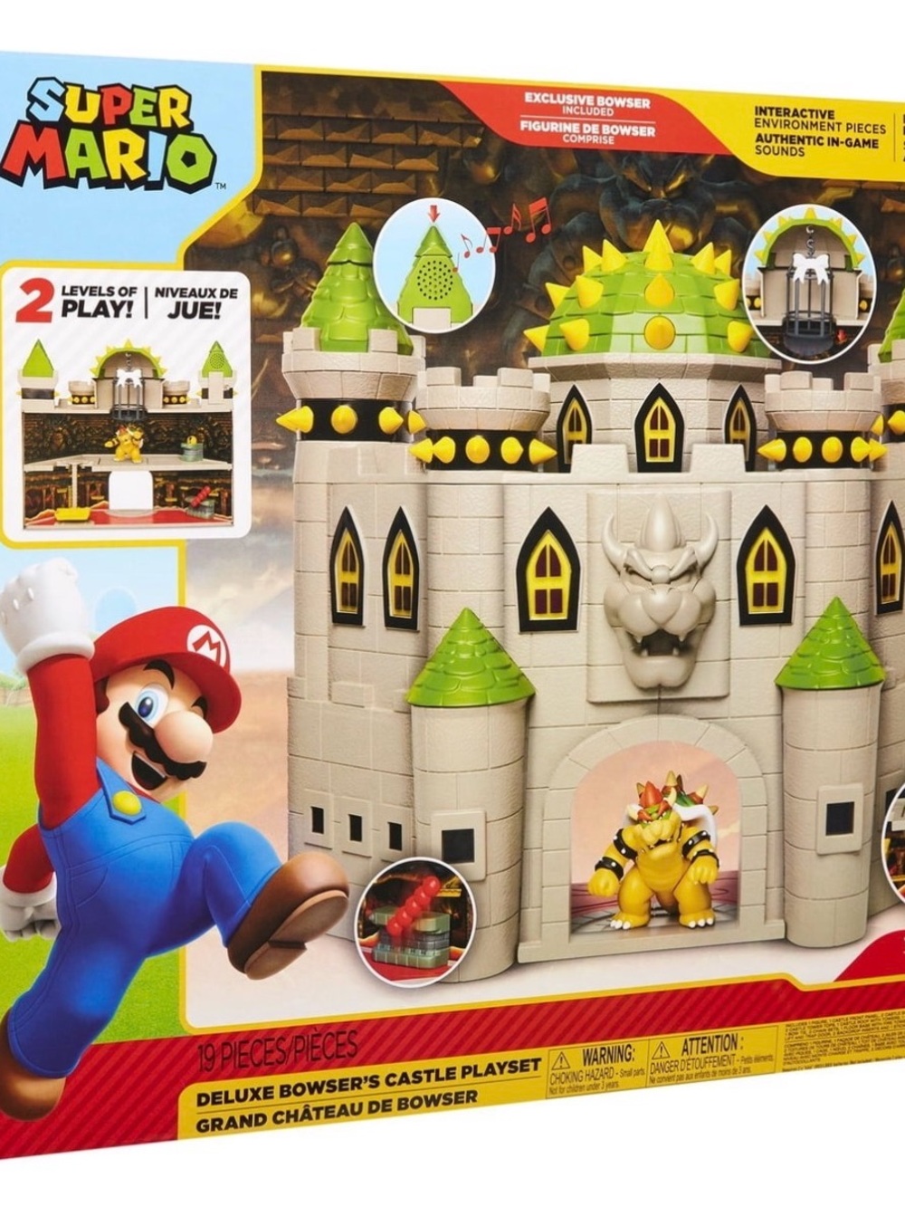 Nintendo Bowser Castle Playset - Gray, Green & Yellow Interactive Set